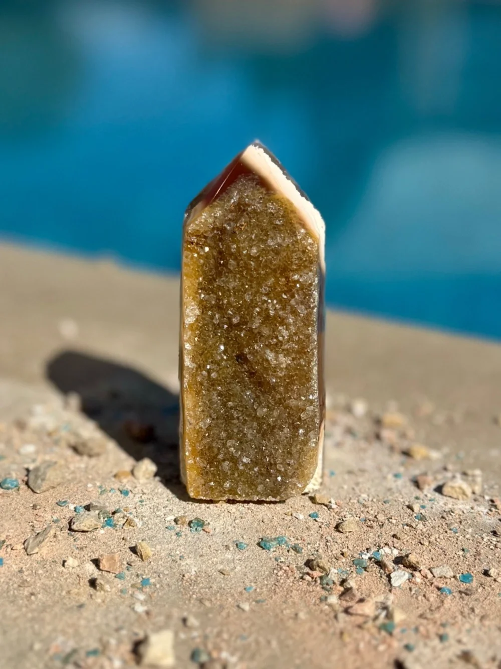 AAA Brazilian Chalcedony Banded Agate Druzy Crystal Tower